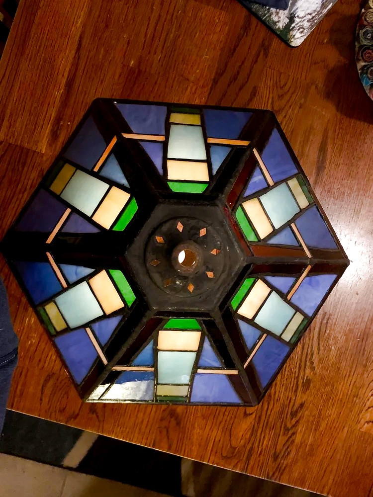 Hexagonal stained glass lamp shade
